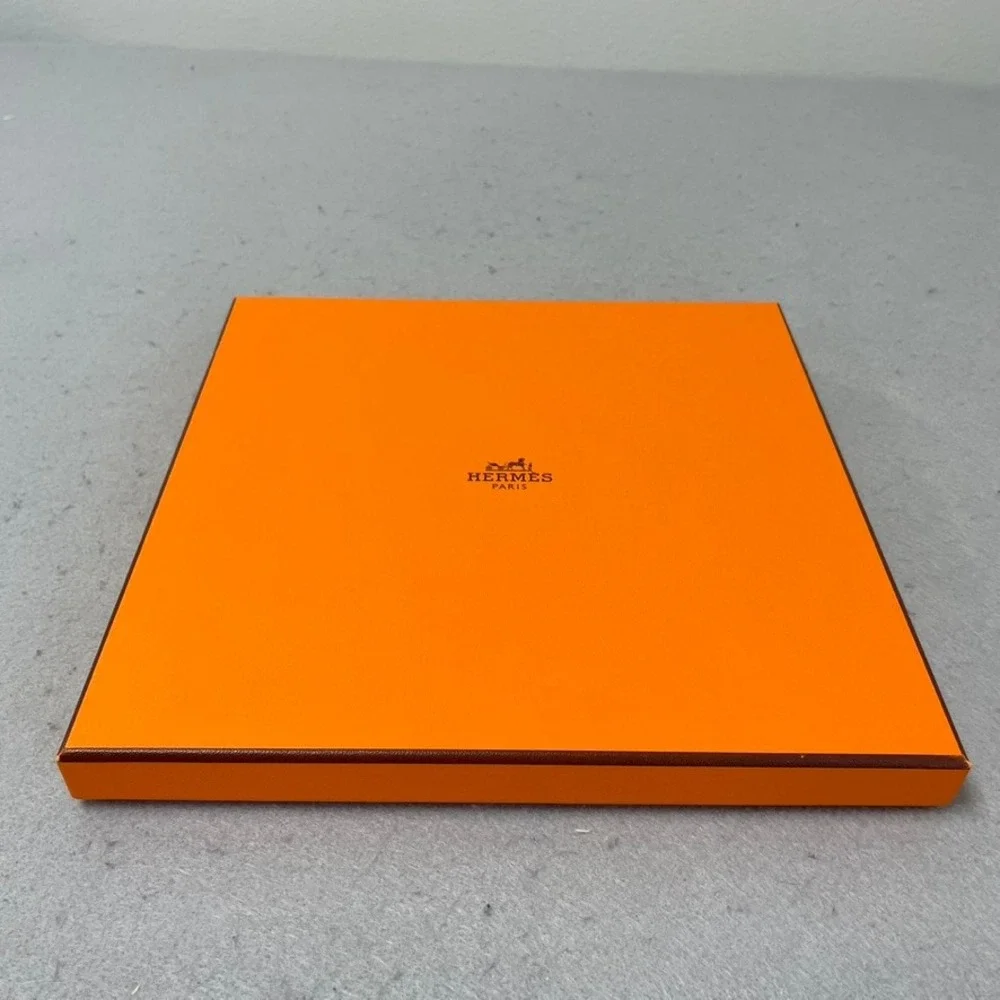 Hermes Scarf Box and Dust Bag Orange Logo Storage Set Empty 9.5x9.5x1